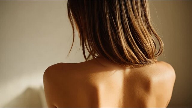rtistic Portrait of a Woman&rsquo;s Bare Back in Soft Morning Light