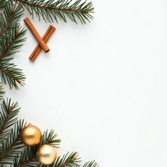 christmas background with fir branches and balls