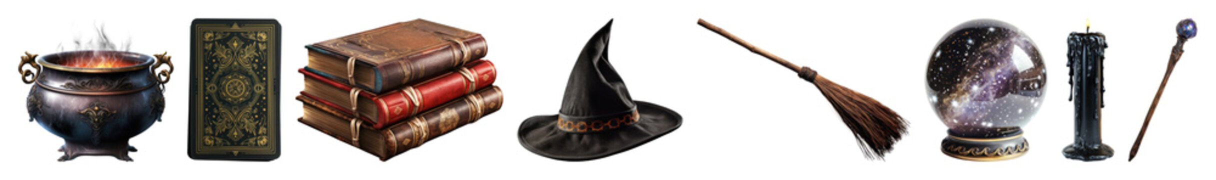 PNG Mystical witchcraft tools collection, element set on transparent background