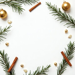 christmas background with fir branches and cones