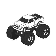 Naklejka premium Monochrome monster truck outline with oversized wheels