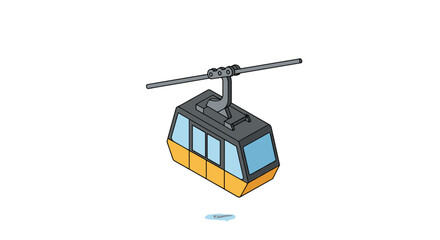 Fototapeta premium Isometric cable car with minimalist design on white background