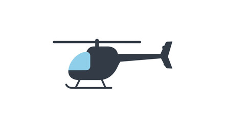 Simple flat helicopter design in blue and black