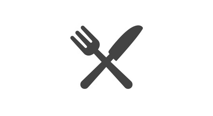 Crossed fork and knife icon for restaurant or dining themes