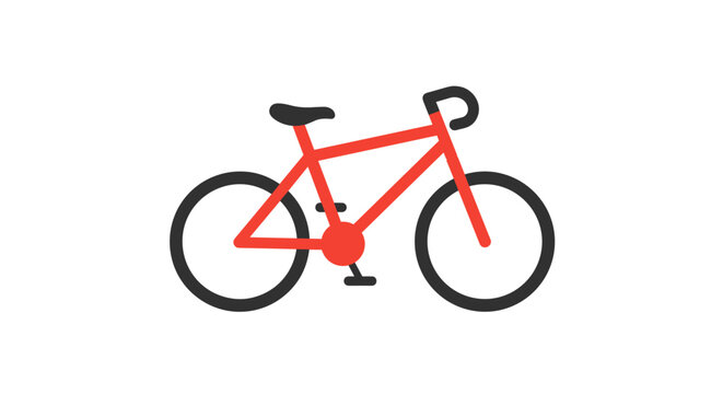 Minimalist red bicycle icon on white background for cycling enthusiasts