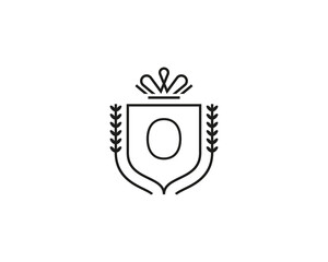 Elegant number 0 logotype. Premium numeral crest logo design. Luxury figure shield rounded crown sign. Print, t-shirt design shape