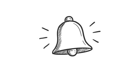 Hand drawn bell with sketch style lines and vibrant ringing vibes