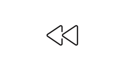 Fototapeta premium Minimalist rewind button icon in black linear style for digital media interfaces