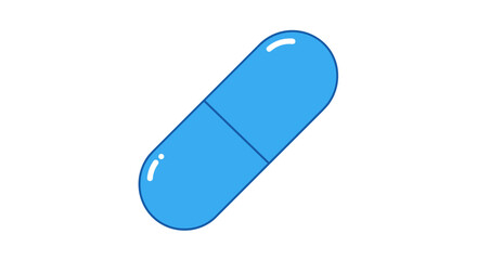 Minimalist blue capsule icon on white background for pharmacy and healthcare designs