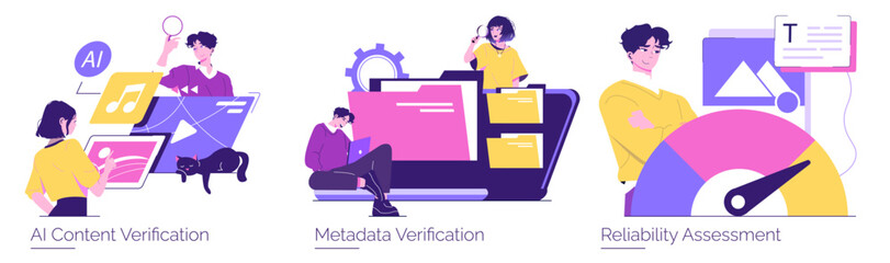 AI Content Verification and Metadata Analysis Illustration