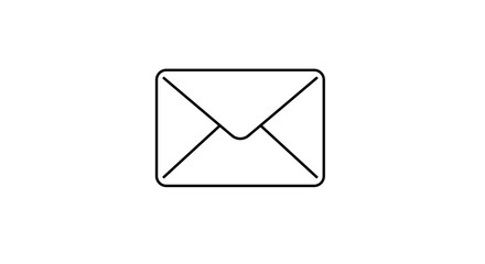 Simple line art envelope icon on white background for communication themes