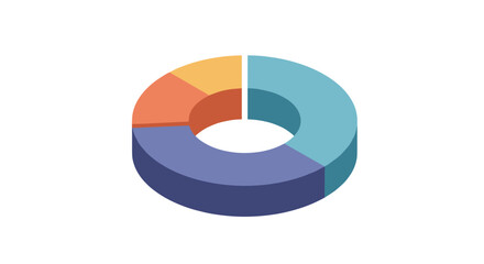 Colorful 3d donut chart modern infographic design for data visualization
