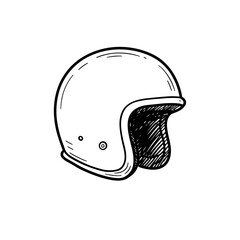 Handdrawn motorcycle helmet vintage protective headgear illustration