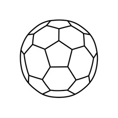 Simple black and white outline of a soccer ball in minimalist design
