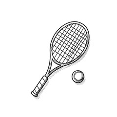 Sketch style tennis racket and ball drawing for sports enthusiasts