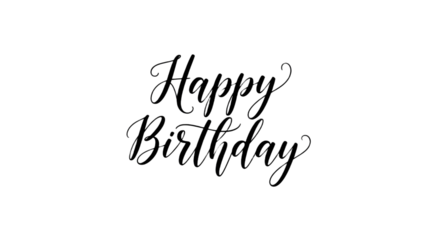 Happy Birthday handwritten calligraphy script typography for greeting cards and party invitations isolated PNG with Transparent Background