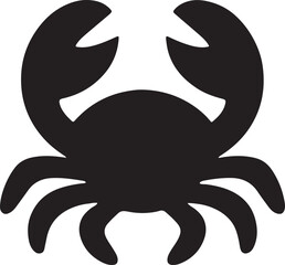 Crab silhouette icon with thick organic shapes, perfect for clean minimal branding.