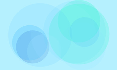 Abstract overlapping translucent circles in soft blue and teal colors