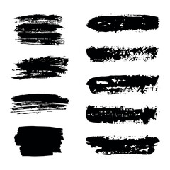 Grunge Black Brush Stroke Set – Bold Ink Texture Collection for Artistic Design, Painting, Posters, and Creative Background Elements