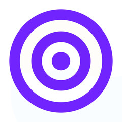 Purple bullseye target icon in minimal style on a transparent background. Perfect for business goals, focus concepts, dart games, or branding visuals.