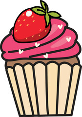 Vanilla cupcake with strawberry and cream topping