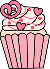 Pink spiral cream cupcake with cherry on top