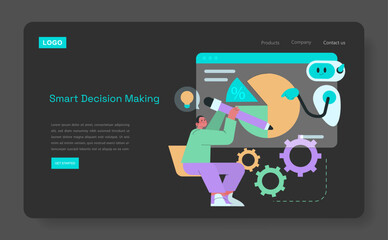 Man Analyzing Data with AI in Vector Illustration