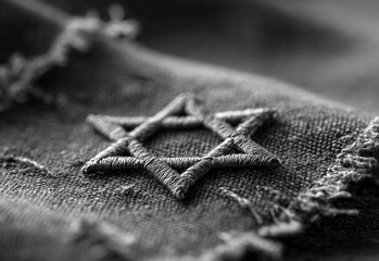 Elegant black and white Star of David emblem beautifully rendered on a textured sleeve, embodying faith, heritage, and powerful symbolism for impactful designs.