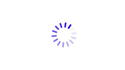 Spinning circular loading indicator with blue and white segments on a clean white background
