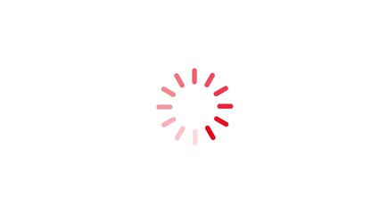 Circular loading spinner icon with radiating red lines on a clean white background for digital progress