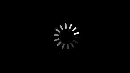 Abstract glowing white circular loading spinner animation on a dark black background representing waiting