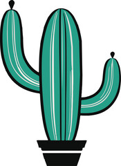 Teal cactus vector illustration desert plant icon potted succulent graphic southwestern art tropical plant design