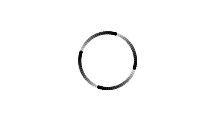 Abstract black and white oval shape with segmented lines on a clean white background