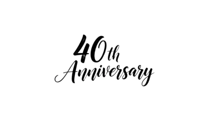 Elegant 40th Anniversary custom calligraphy lettering text design for celebration greeting card template isolated PNG with Transparent Background