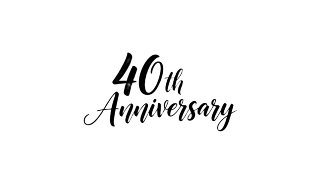 Elegant 40th Anniversary custom calligraphy lettering text design for celebration greeting card template isolated PNG with Transparent Background