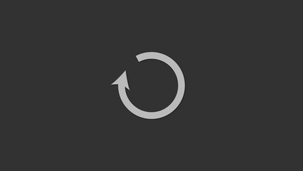 Simple light gray circular arrow icon indicating loading or refreshing on a dark gray background