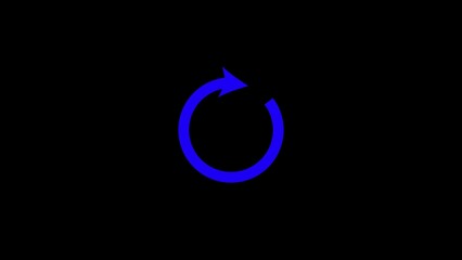 Abstract glowing blue circle with swirling light trails on a dark black background