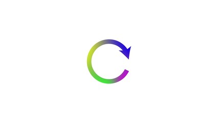 Abstract colorful gradient letter c with arrow element symbolizing progress and direction
