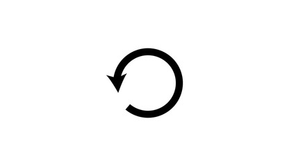 Simple black circular arrow icon indicating rotation or refresh on a clean white background