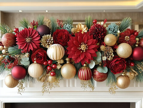 decorated Christmas mantle piece