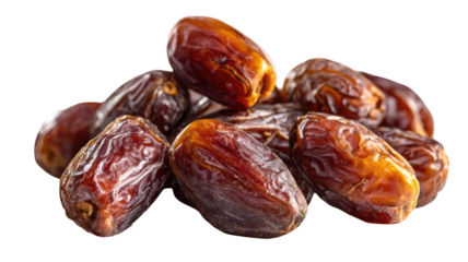 Arabian big tasty dates floating in the air close up showing rich texture and natural sweetness on white background

