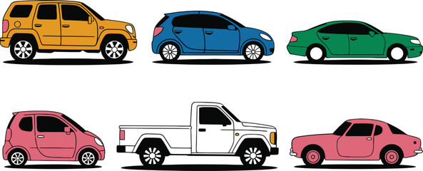 Illustration of different types of cars vector art design