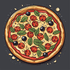 very delicious pizza food vector