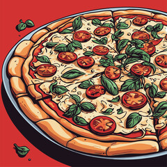 very delicious pizza food vector