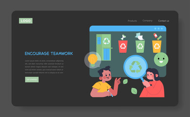 Recycling Teamwork Vector Illustration with Enthusiastic Kids