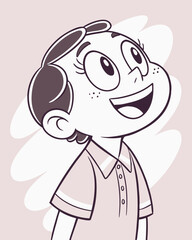 Obraz premium Happy Cartoon Character in Pink Shirt Vector Illustration 