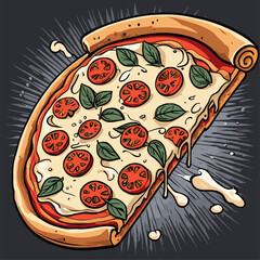 very delicious pizza food vector