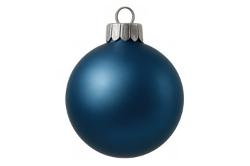 Blue christmas bauble ornament decorating holiday season, matte finish on transparent background
