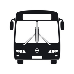 Bus front view, Vehicle icon Silhouette vector on white background