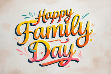 Greeting postcard card for international family day for parents and children people AI Generative